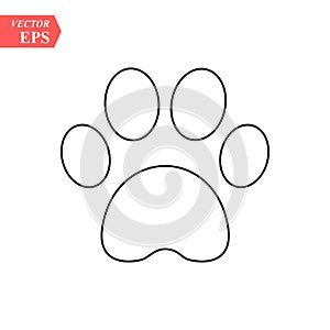 Animal paw icon print line vector foot dog cat illustration