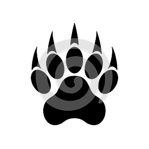 Animal paw print with claws. Tiger paw. Footprint. Vector illustration.