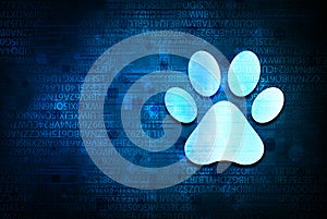 Animal paw print icon abstract blue background illustration design