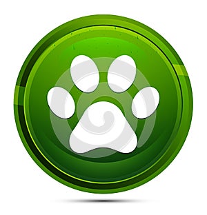 Animal paw print icon glassy green round button illustration