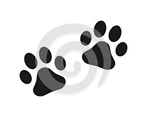 Animal paw print vector icon. Dog or cat footprint trail sign. Pet foot shape mark symbol. Petshop store or vet logo.