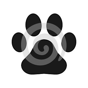 Animal paw print vector icon. Dog or cat footprint trail sign. Pet foot shape mark symbol. Petshop store or vet logo.