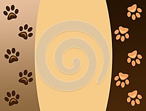 Animal paw prints on brown background.