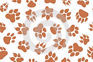 Animal paw prints set, vector different animals footprints. Dog fox wolf bear cat lion leopard tiger