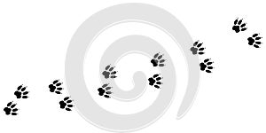 Animal pawprint trail. Sketch footprints of a rabbit, bunny, cat or dog. Vector illustration