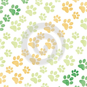 Animal paws in green and yellow colours