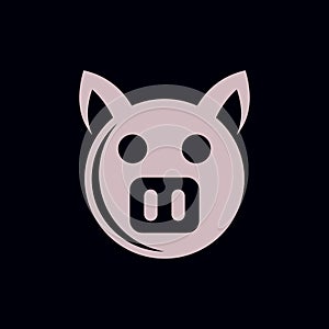 Animal pig face circle simple logo