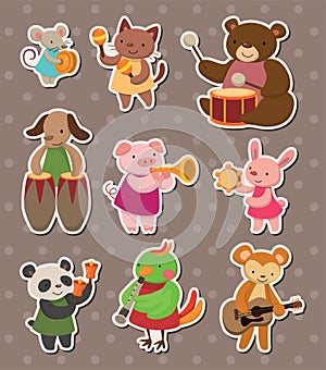 Animal play music stickers