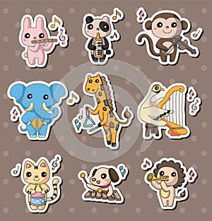 Animal play music stickers
