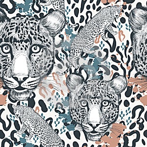 Animal  print with leopard spotty ornament, wallpaper, pattern ideal for textile designs