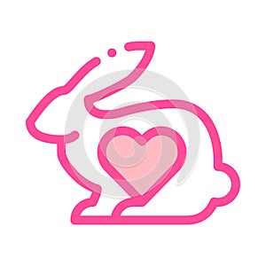 Animal Rabbit And Heart Vector Thin Line Icon