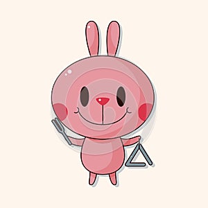 Animal rabbit playing instrument cartoon theme elements