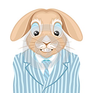 Animal rabbit in a striped suit.