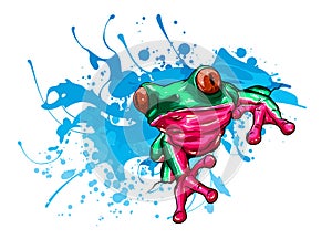 Animal Red frog with flower vector illustration photo