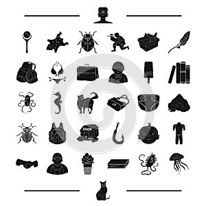 Animal, rest, childhood and other web icon in black style.game, surfing icons in set collection.