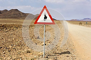 Animal road danger sign in Namibia
