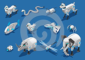 Animal Robots Isometric Icons