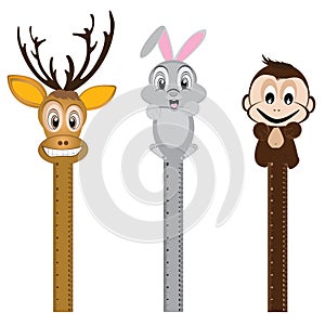 Animal on A Ruler isolated on white background. Object tool for animal.