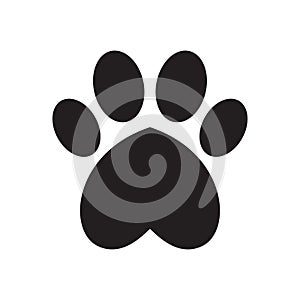 Animal`s dog`s paw print with heart