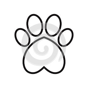 Animal`s dog`s paw print with heart