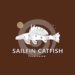 animal sailfin catfish natural logo vector icon silhouette
