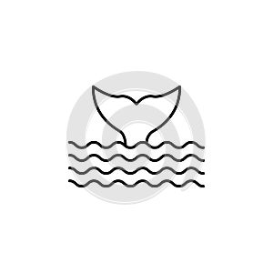 animal, sea, tail, whale line icon on white background