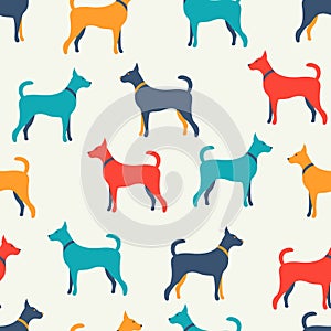 Animal seamless pattern of dog silhouettes