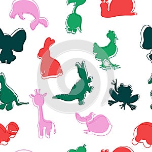 Animal seamless pattern. Silhouettes of animals.