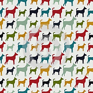 Animal seamless vector pattern of dog silhouettes