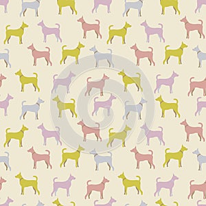 Animal seamless vector pattern of dog silhouettes