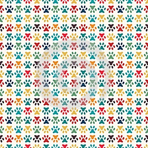 Animal seamless vector pattern of paw footprint