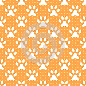 Animal seamless vector pattern of paw footprint