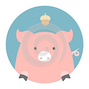 Animal set. Portrait in flat graphics - Pig