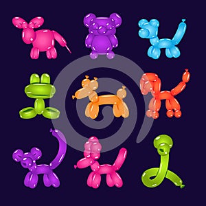 Animal Shaped Colourful Balloons Vector