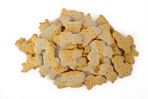 Animal shaped cracker on white background