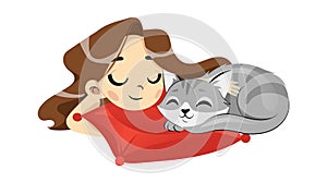 Animal Shelter, Animal Adoption, Care, Homeless Help Concept. Little Girl Child Embraces The Cat Isolated On White