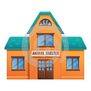 Animal shelter house icon, cartoon style