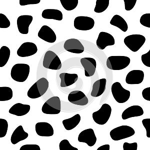 Animal skin black shapes seamless pattern. Cow skin wallpaper