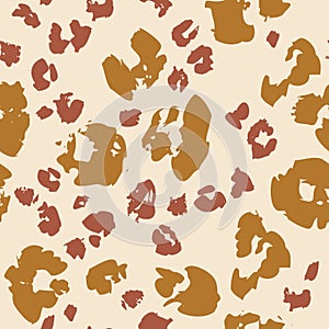 Animal skin print. Leopard`s spotted fur seamless pattern design