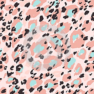 Animal skin seamless pattern. Leopard`s spotted fur imitation. Creative leopard rosettes background