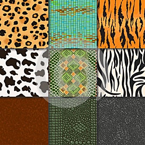 Animal skins vector pattern seamless animalistic skinny textured backdrop of wild skinning natural fur illustration