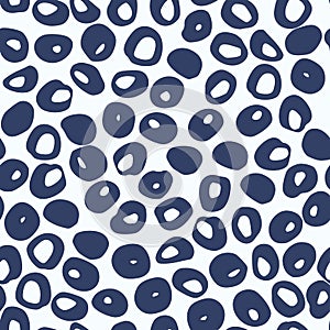 Animal spot silhouettes isolated seamless doodle pattern. Navy blue africal print on white background photo