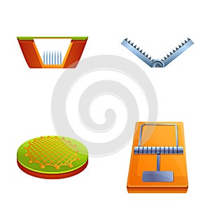 Animal trap icons set cartoon vector. Various type of animal trap