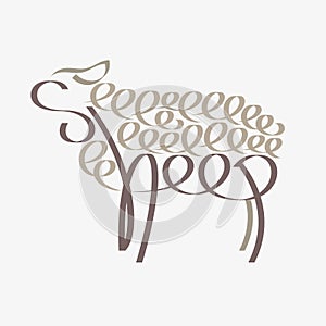 Animal typography, animal calligraphy, animal logo, animal logotype. Sheep typography, sheep calligraphy, sheep logo.