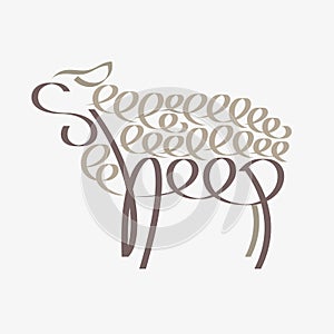 Animal typography, animal calligraphy, animal logo, animal logotype. Sheep typography, sheep calligraphy, sheep logo. photo
