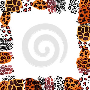 Animal vector frame. Abstract border on white background