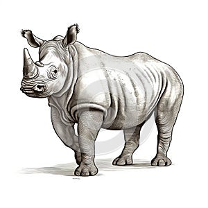 Animal Vector Illustration: Rhinoceros From Edvard Lindgren\'s Book