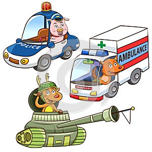 Animal vehicle Occupation cartoon.