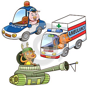 Animal vehicle Occupation cartoon. photo