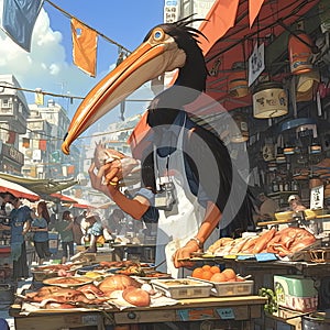 Animal Vendor - Market Scene